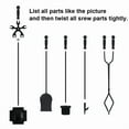 thumbnail image 4 of Black Fireplace Tools Set with Holder, 5-Pc Wrought Iron Fireplace Companion Including Poker, Shovel & Brush, 4 of 6