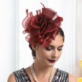 thumbnail image 3 of Fausse Plume Mini Fascinator Chapeau Net Fil Fleur Forme Solide Couleur Cocktail Coiffure Accessoires, 3 of 8
