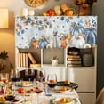 thumbnail image 7 of Thanksgiving Pumpkins Valances for Windows, 54 x 18in, Fall Fallen Leaves Blue Texture Rod Pocket Kitchen Valance Curtain Light Filtering Window Treatments for Living Room Bedroom, 1 Panel, 7 of 7