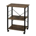 thumbnail image 4 of Ktaxon 3 Tier Mobile Kitchen Cart Microwave Oven Stand, Rolling Kitchen Island Bakers Rack Kitchen Utility Storage Serving Cart with 10 Hooks, Vintage/Black, 4 of 12