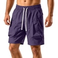 thumbnail image 2 of Big Mens Lightweight Relaxed Fit Quick Dry Work Cargo Shorts, Elastic Waist Drawstring Hiking Shorts with Durable Zipper Pockets for All-Day Outdoor Activities Size 3XL Purple, 2 of 9