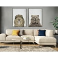 thumbnail image 6 of Kate and Laurel Sylvie Lion Color Framed Canvas Wall Art by Simon Te of Tai Prints, 28x38 Gray, Simple Neutral Animal Portrait Art Wall Décor, 6 of 6