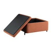 Studio Living Kingston Modern Large Storage Ottoman, Rust Velvet Fabric