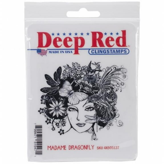 Deep Red Stamps 4X505137 Deep Red Cling Stamp 3 in. x 3 in. -Madame Dragonfly