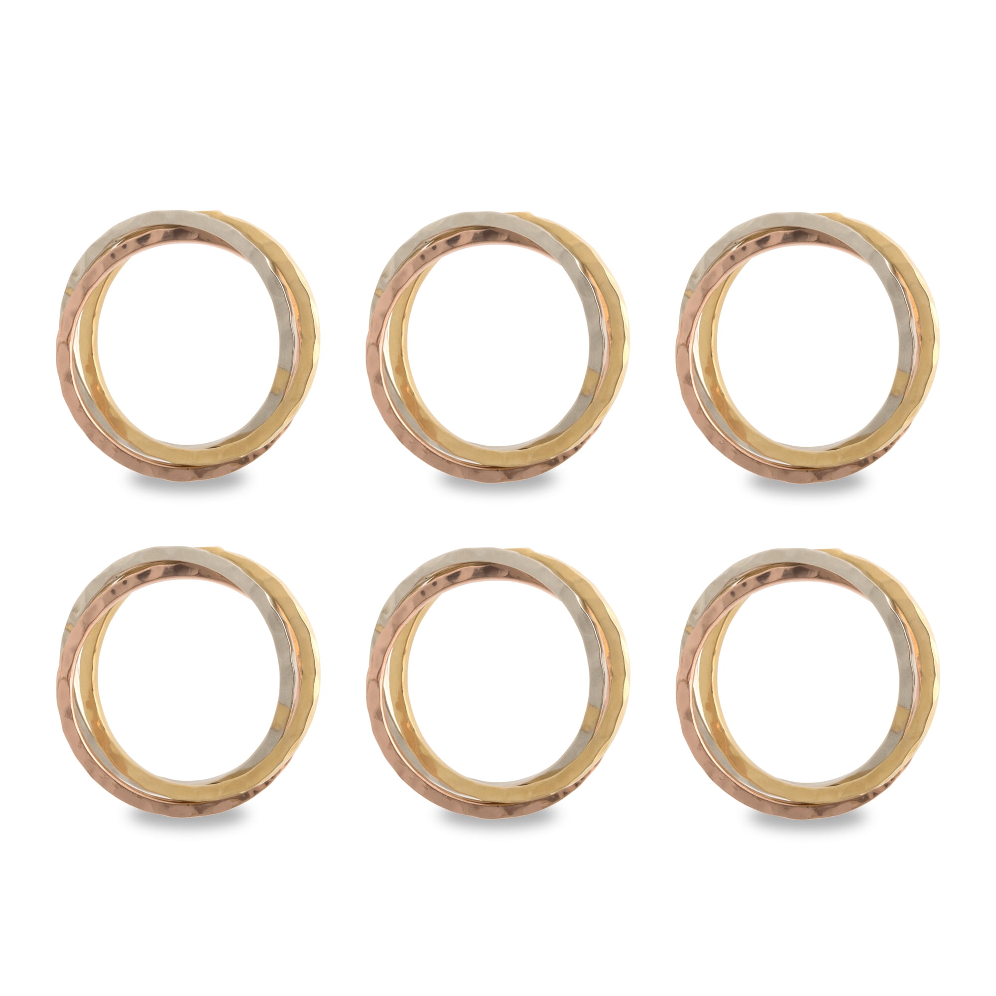 Set of 6 Gold and Silver Intertwined Napkin Rings 2"