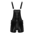 thumbnail image 4 of YONGHS Men Shiny Metallic Shoulder Straps Bib Overall Suspender Jumpers Shorts Hot Pants Bodysuit Black XL, 4 of 7