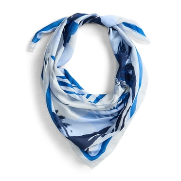 Time and Tru Women's 30X30 Print Scarf, One Size, Landscape Polished Blue, Polyester