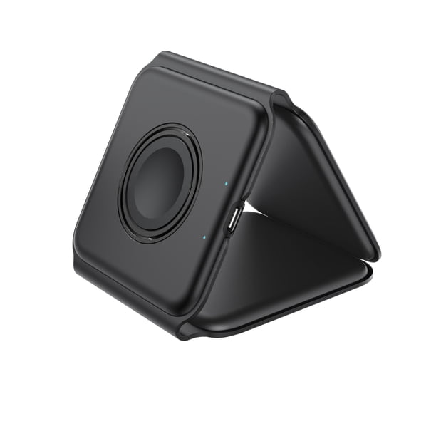 Almohadilla de carga inalámbrica 3 en 1 Estación de carga plegable magnética Cargador de viaje rápido para múltiples dispositivos Adaptable (adaptador no incluido)