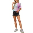 thumbnail image 2 of Mesh Top for Women Crew Neck Short Sleeve Sheer Sexy t Shirts XL Pink Blue, 2 of 6