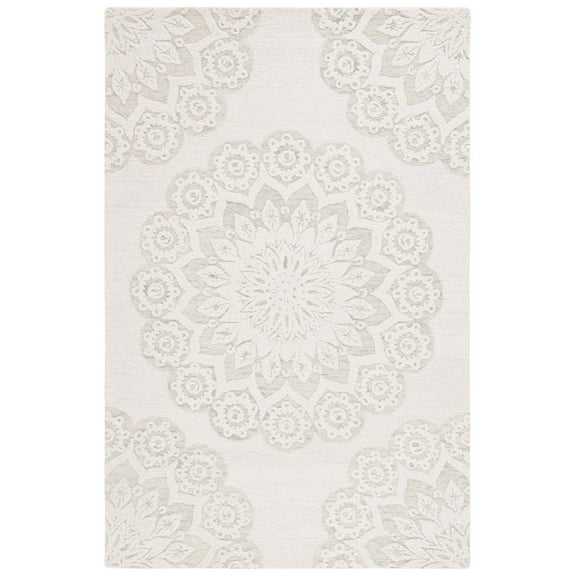 SAFAVIEH Blossom Brody Medallion Area Rug, Ivory/Grey, 5' x 8'