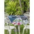 thumbnail image 3 of Outdoor Tablecloth with Umbrella Hole for Patio/Picnic/Party/Camping, Spring Waterproof Table Cloth Round Cover Washable, Truck Botanical Rose Leaves Blue White Plaid (Dia 54"), 3 of 8