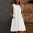 thumbnail image 5 of Stamzod Womens 2026 Summer Dress with Pocket Sleeveless Flare Midi Dresses A Line Flowy Vacation Beach Sundress Travel Outfits White S, 5 of 6