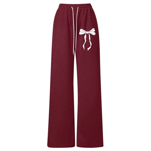 WAYUTE Girls Bow Tie Joggers Lightweight Straight Leg Sweatpants with Drawstring for Play and Sports Casual School Wear