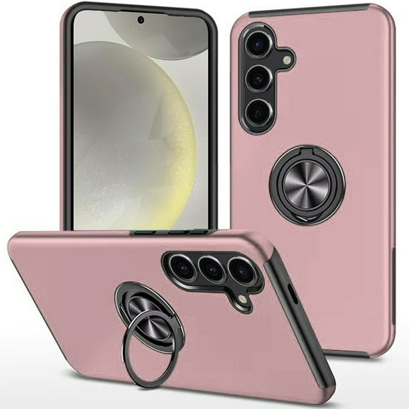 For Samsung s25/s24 CHIEF Oil Painted Magnetic Ring Stand Hybrid Case Cover - Rose Gold