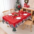 thumbnail image 3 of Christmas Tablecloths Rectanglar Winter Snowman Farmhouse Christmas Tree Table Cloth- 60 x 84 Oblong Polyester Red Xmas Table Cover Washable Waterproof for Holiday Decoration Party Kitchen Dining, 3 of 8
