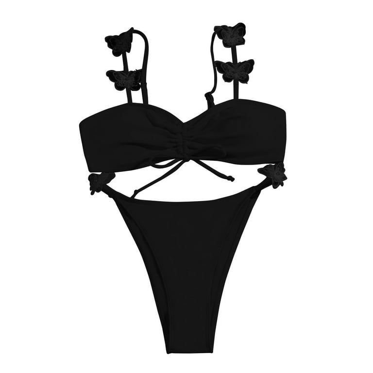  DaiLiWei Womens Swimsuits High Waist Crop Sports Backless Bikini  Sets Two Piece High Cut Bathing Suit Lace Up Swimwear Teens Black :  Clothing, Shoes & Jewelry