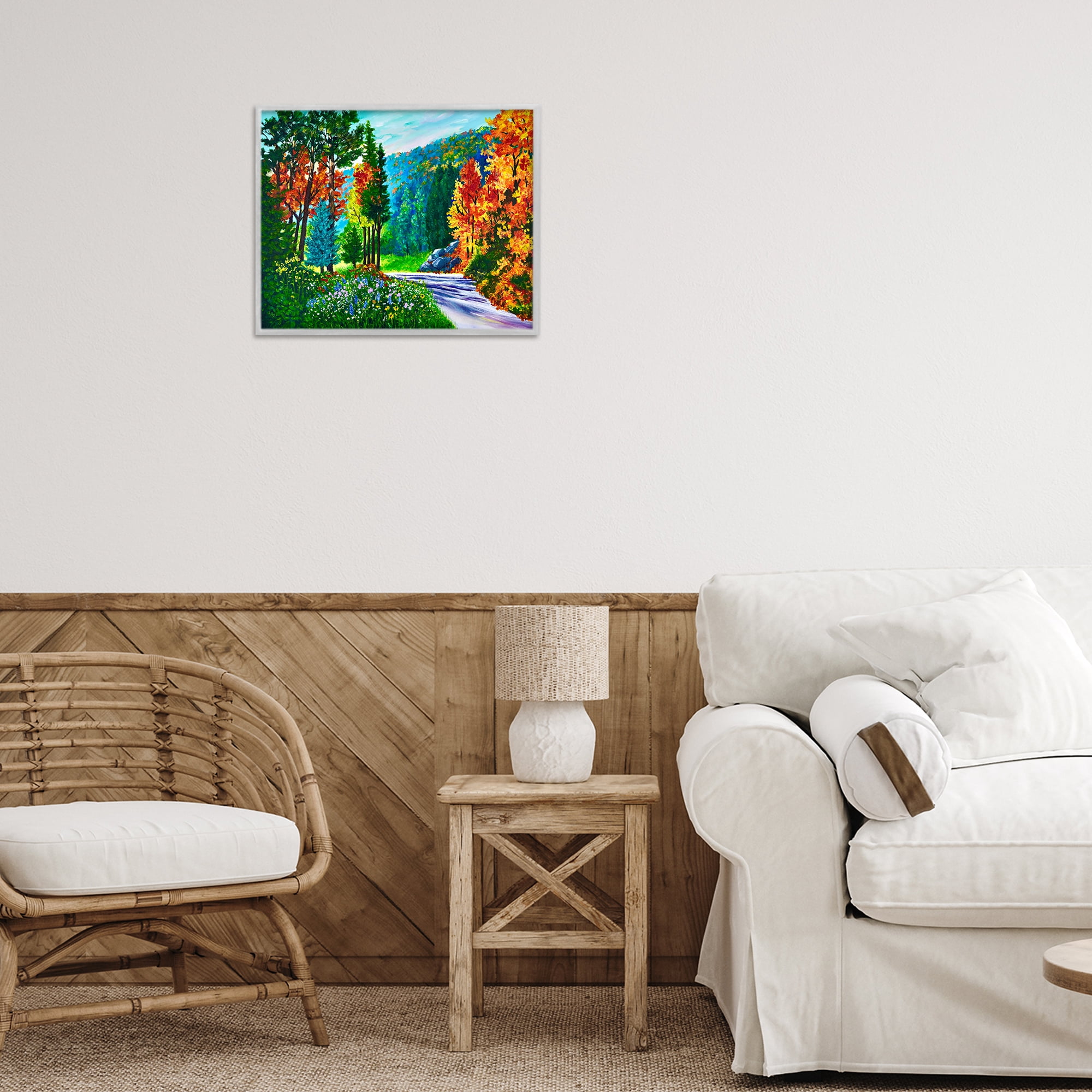 Stupell Industries Sunlit Autumn Woodland Pathway Gray Framed Giclee Art, design by Lee Ann Zirbes