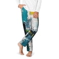 thumbnail image 2 of Hirioo Abstract Brushstrokes Green Blue for Teenagers' Pajama Pants Womens Lounge Pants with Pockets Pj Bottoms Pants for Men-Large, 2 of 6