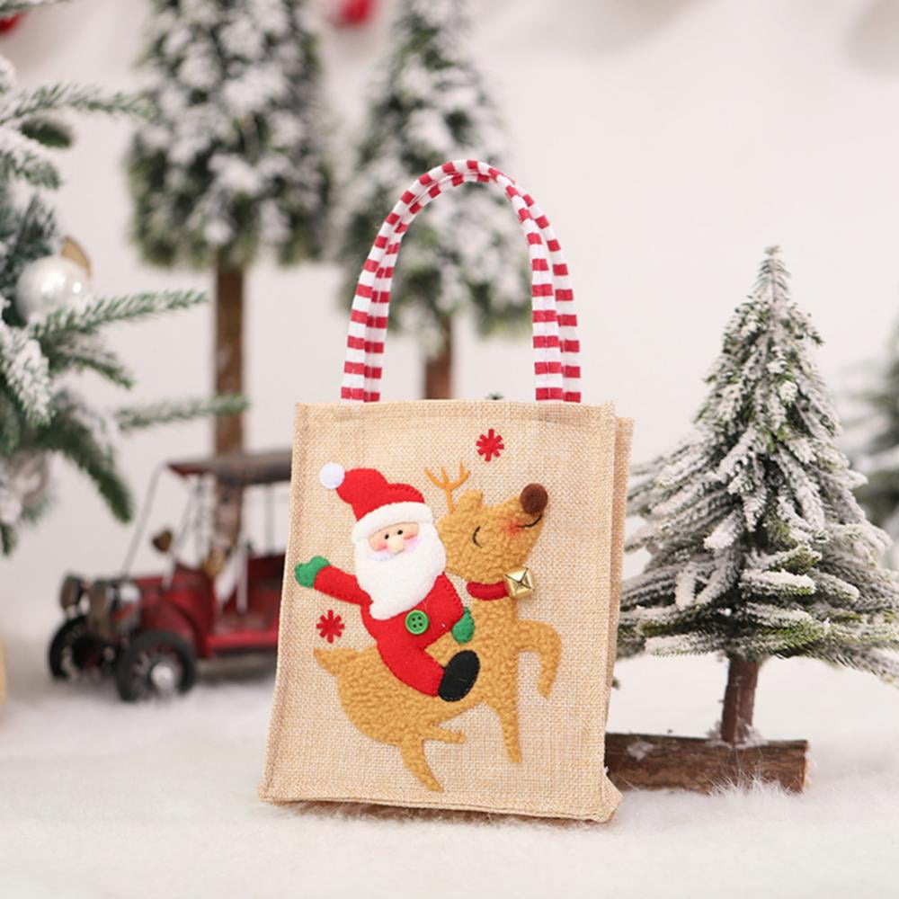 Christmas Gift Wrapping Gift Bags 6 X Natural Christmas Tree Square Jute bags 