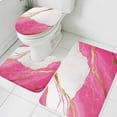 thumbnail image 3 of Pink Marble Bath Mat 3 Piece Bathroom Rug Set, Nature Marble Crack Yellow Lines Art Non Slip Bath Rug Contour Mat and Toilet Lid Cover, Absorbent Shower Mats Soft Bath Rugs and Mats Sets, 3 of 8