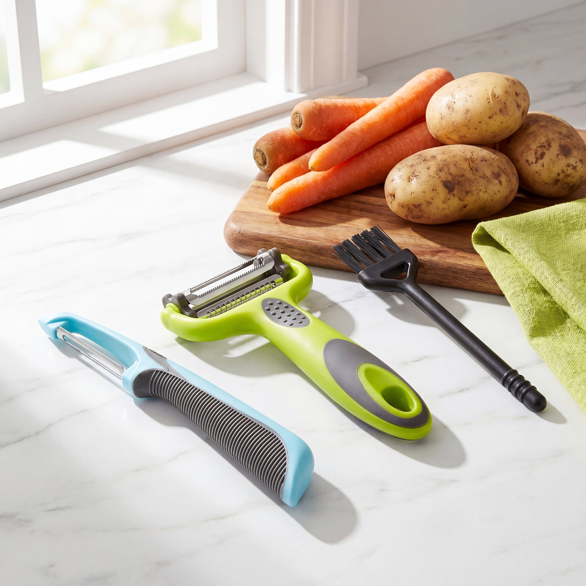 Unique Bargains Durable Potato and Orange Peeler with Ergonomic Handle Multicolor 3Pcs