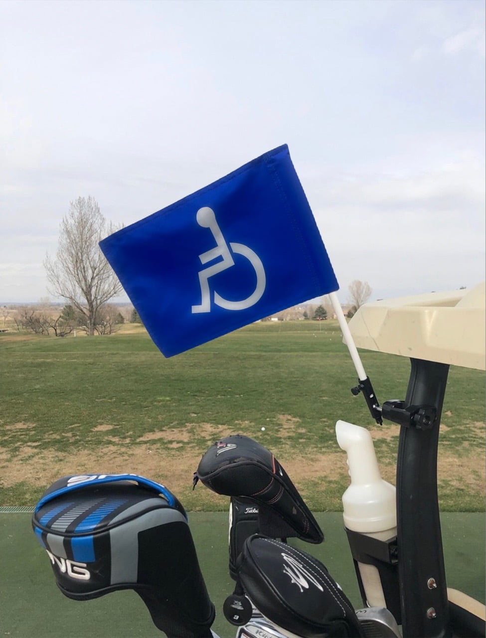 Golf Cart Flag Mount/Holder with Handicap Flag