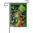 thumbnail image 2 of Happy St Patrick's Day Green Hat Shamrock Clovers Leaf Rainbow Double Sided Garden Yard Flag 28 x 40 Patrick Lucky Irish Leprechaun Gold Coin Decorative Garden Flag Banner for Outdoor Home Decor, 2 of 3
