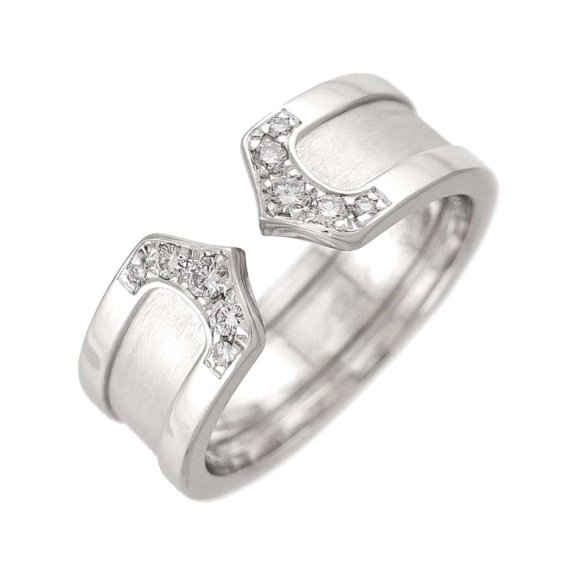 Pre-Owned Cartier C2 Small SM #48 Diamond Ring in 18K White Gold (750) with 2C Diamonds