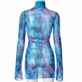thumbnail image 5 of Robes pour Femmes Dames Imprimé en Maille Col Rond Manches Côté Ouvert Robe d'Été Violette L, 5 of 5
