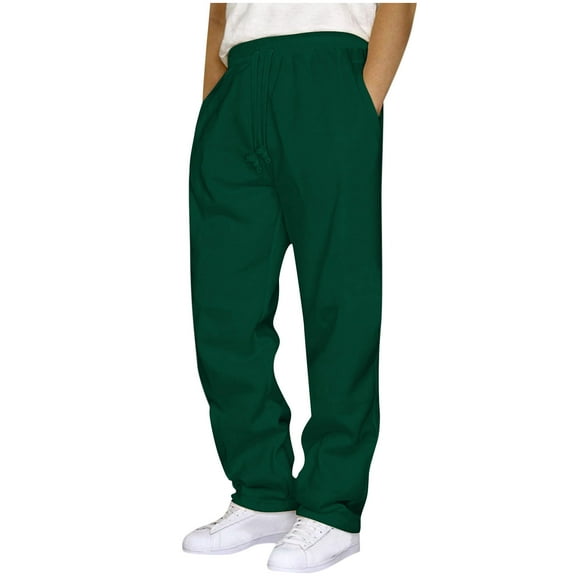 IYTR Mens Sweatpants Fleece Joggers Sweatpants Straight Leg Baggy Pants Elastic Waist Running Athletic Pants (Green,XXXXL)