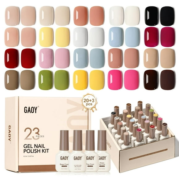 Kit de esmaltes de uñas en gel GAOY, 23 unidades, rojo, azul y verde para todas las estaciones