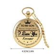 thumbnail image 3 of EDHITNR Engraved Pocket Watch for Son, Commemorative Waist Chain Pocket Watch with Gift Box, Fashion Lettering Mens Pocket Watches for Birthday Graduation Christmas Gifts, Gold, 3 of 3