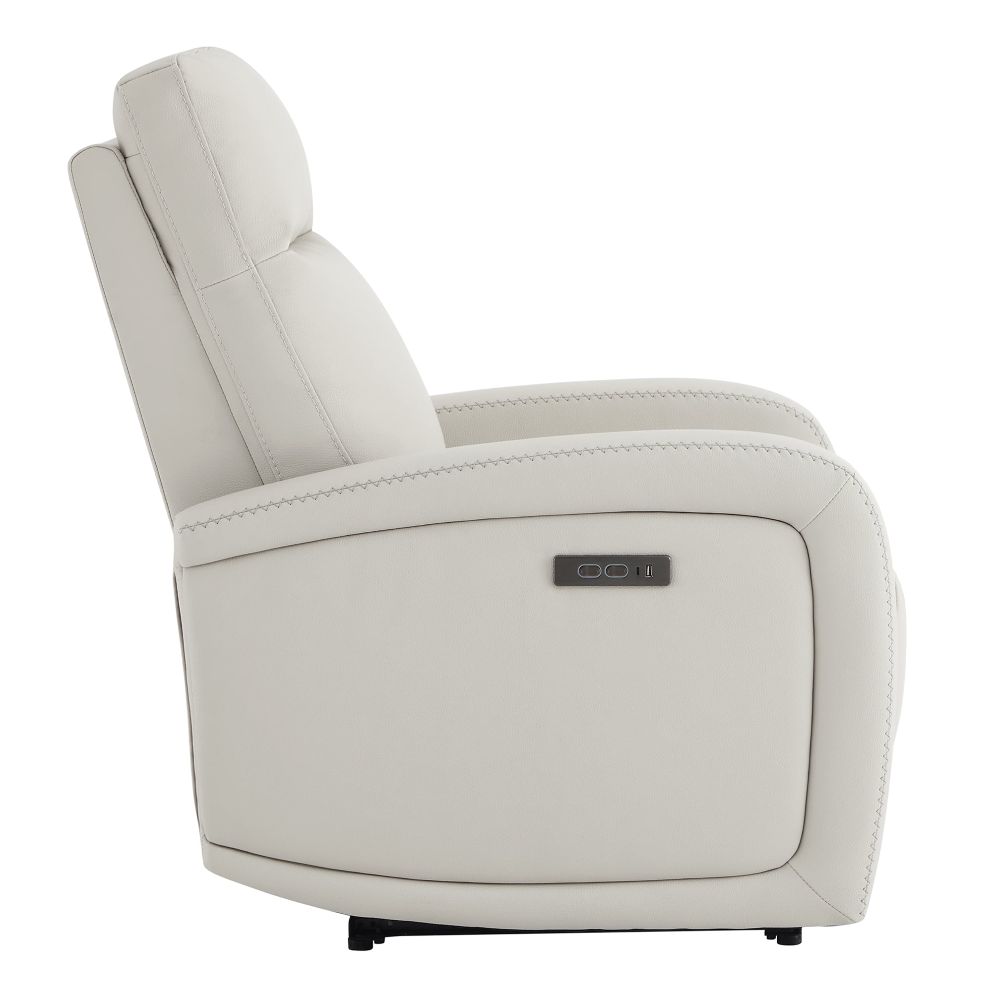 Spruce & Spring Zero Wall Hugger Power Recliner for Compact Spaces, Cream-Faux Leather