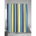thumbnail image 5 of Fsddascl Blue Yellow Teal Stripes Shower Curtain Set - 66" x 72" Washable Bathtub Curtain with 12 Hooks, Boho Colorful Ombre Texture Waterproof Fabric Stall Shower Curtains for Bathroom/Bathtub, 5 of 6
