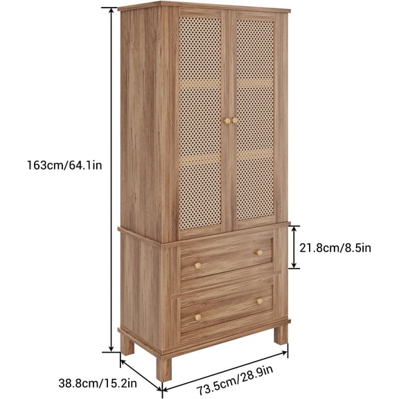 Yeshouse 64'' Tall Kitchen Pantry Storage Cabinet, Freestanding Cabinet Wood Cupboard with Drawer & Adjustable Shelves for Kitchen, Dining Room, Bathroom and Hallway