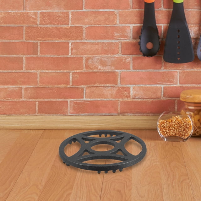 HAMPPLIES Cast Iron Gas Stove Rack with Nonslip Pads Sturdy Wok Support Stand for Black Stove Use