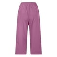 thumbnail image 5 of SELONE Pink Womens Capri Pants with Pockets High Waisted Plus Size Lounge Pants Wide Leg Elastic Waist Trouser Loose Casual Beach Pants Pull on Solid Lightweight Comfy XL Breathable Summer Clothes, 5 of 8