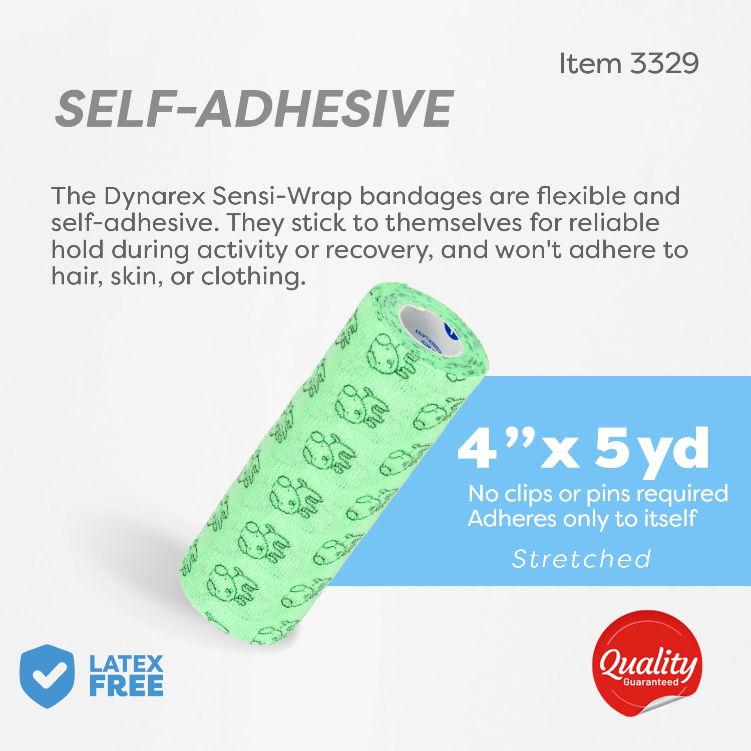 Dynarex Sensi-Wrap Self-Adhesive Bandages, 18-Pack, 4" x 5 yards, Assorted Colors - for Kids, Latex-Free, Colored Elastic Cohesive Athletic Tape, Tattoo Grip & Vet Wrap