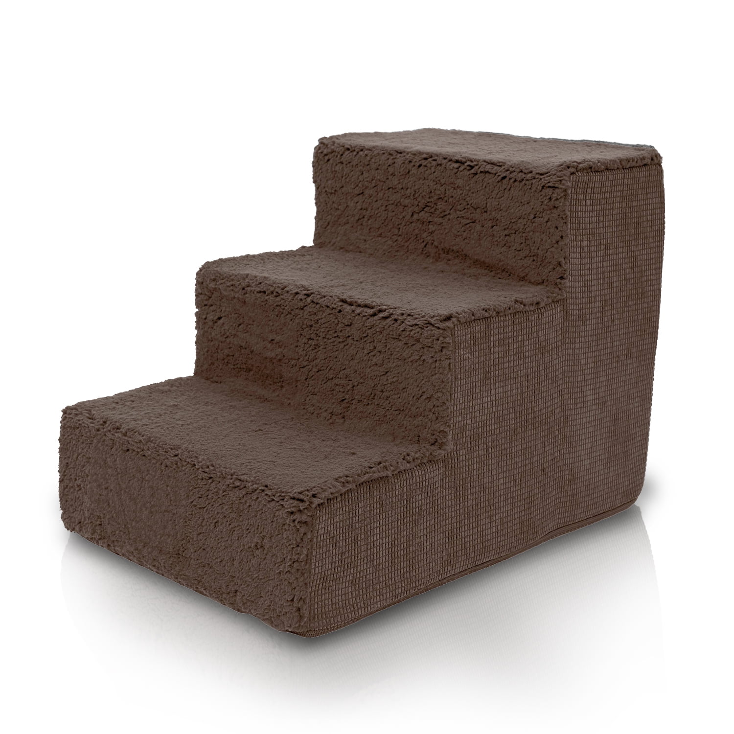 Precious Tails High Density Foam Sherpa Top Wide 3 Steps for Dog/Cat