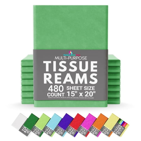 Crown Display - 480 Sheets, 15" x 20" Packing Paper Sheets For Gift Wrapping And Packing, Tissue Paper Ream - Emerald Green