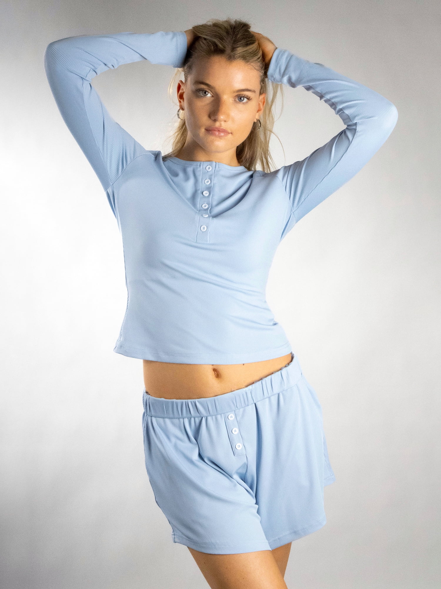 DARING DIVA Women's Stylish Long Sleeve Casual Set S Blue