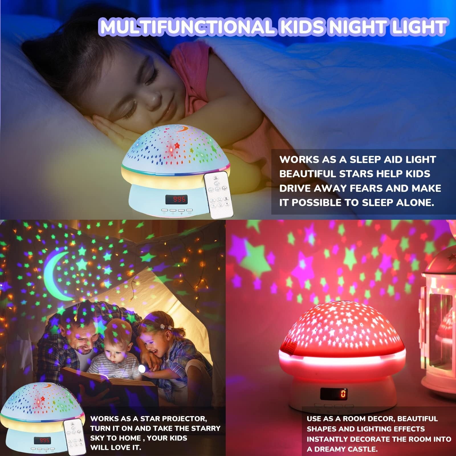 Timer Rotation Star Night Light Projector - Twinkle Lights for 3-9 Year Old Girls and Boys - Christmas and Birthday Gifts