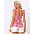 thumbnail image 3 of Unique Bargains Women's Summer Square Neck Gingham Peplum Sleeveless Plaid Blouse XL Red, 3 of 6