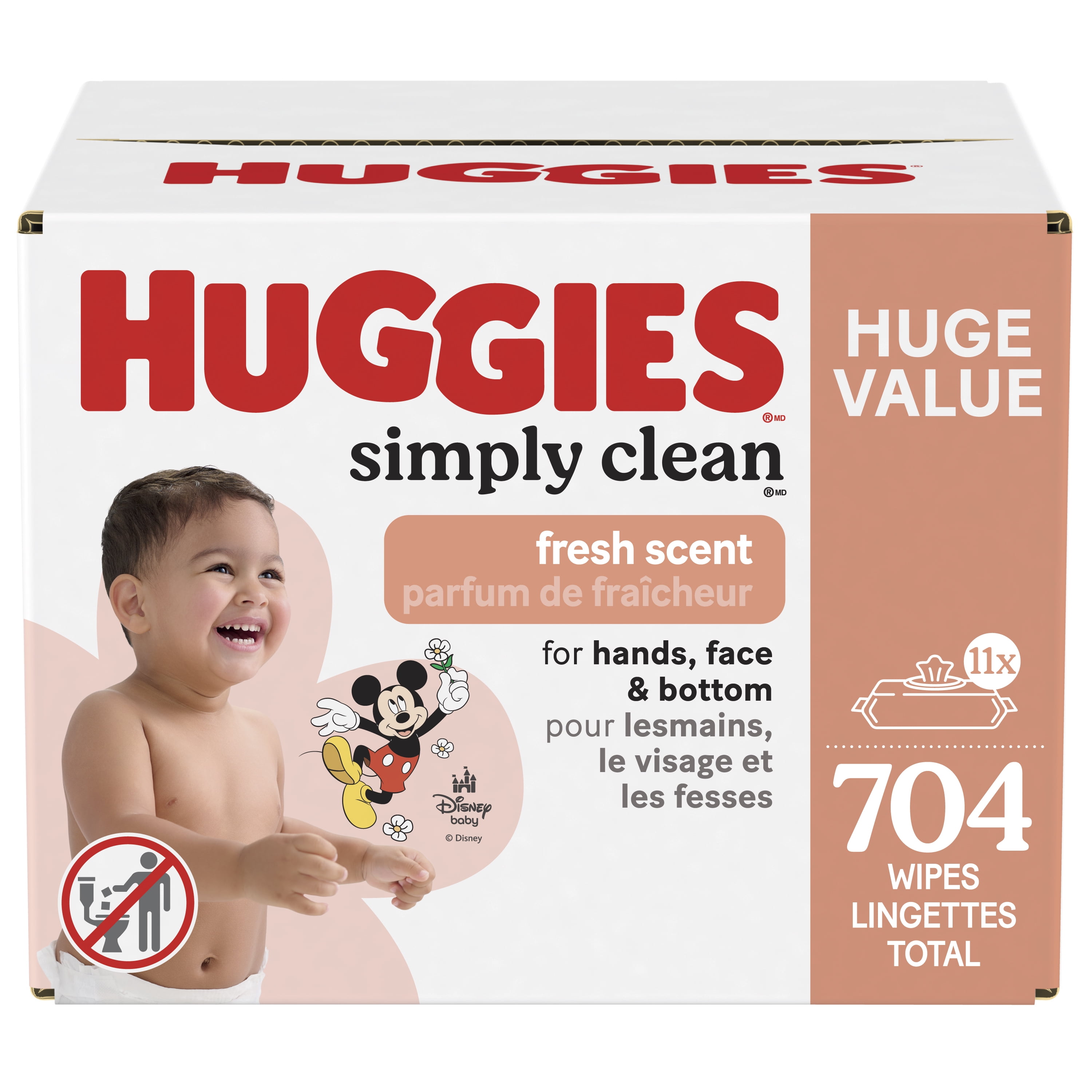 Huggies Simply Clean Fresh Scent Baby Wipes 11 Flip Top Packs 704 Wipes Total