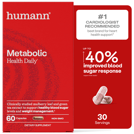 Humann Metabolic Health Daily, Triple-Action Blood Sugar & Glucose Support, Mulberry Leaf Extract & Green Tea Extract Phytosome, Metabolic Balance Supplement, Plant-Based Non-GMO, 60 Capsules