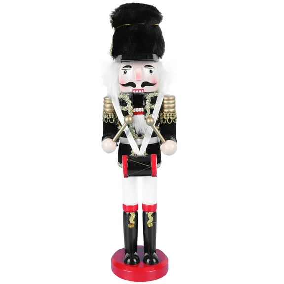 AURARMLET Wooden Nutcracker Soldier Figurine Black 1 Piece Festive Holiday Home Decor