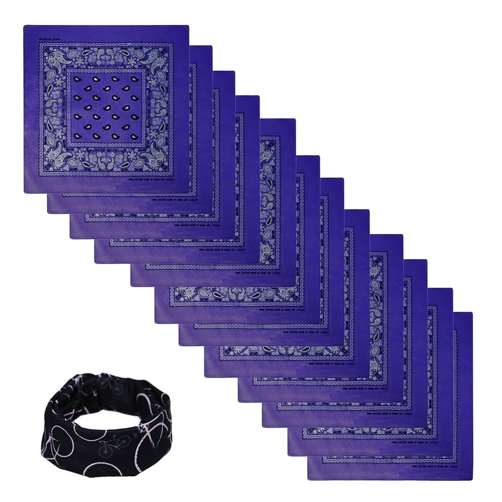 Basico 12 packs Bandanas 100 Cotton Paisely Print