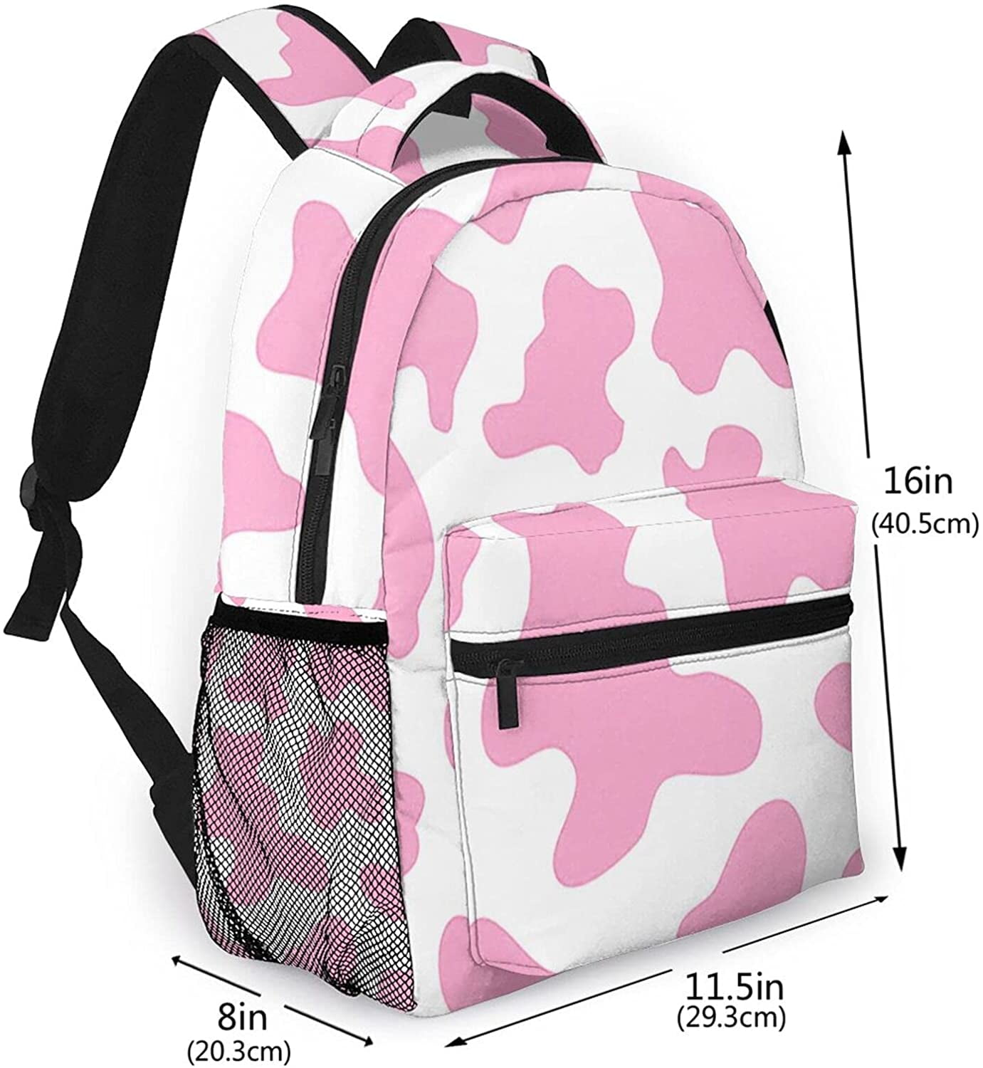 Laptop Backpack Pink Cow Print, School 