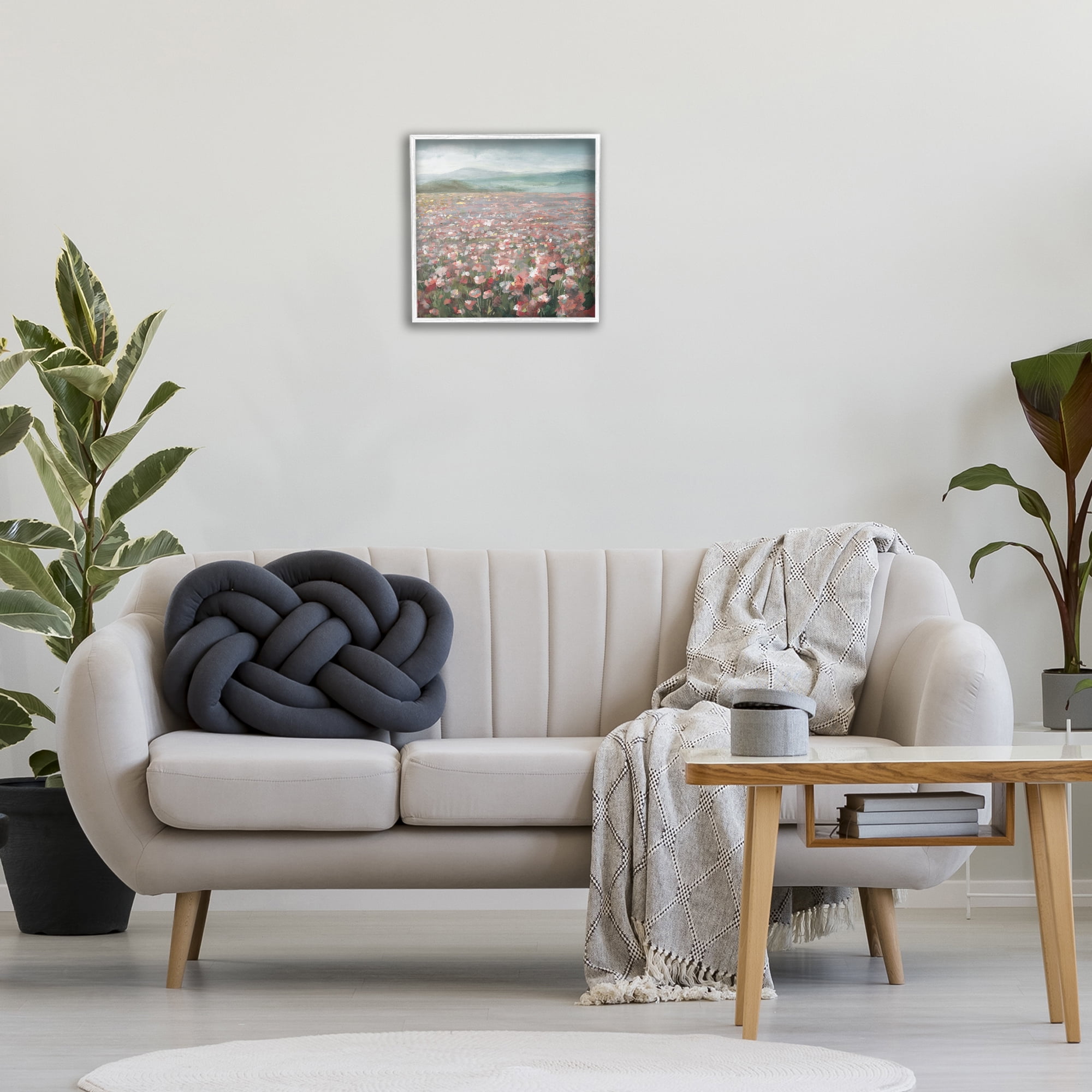 Stupell Industries Soft Headland Wildflowers Landscape Painting White Framed Art Print Wall Art, 17 x 17