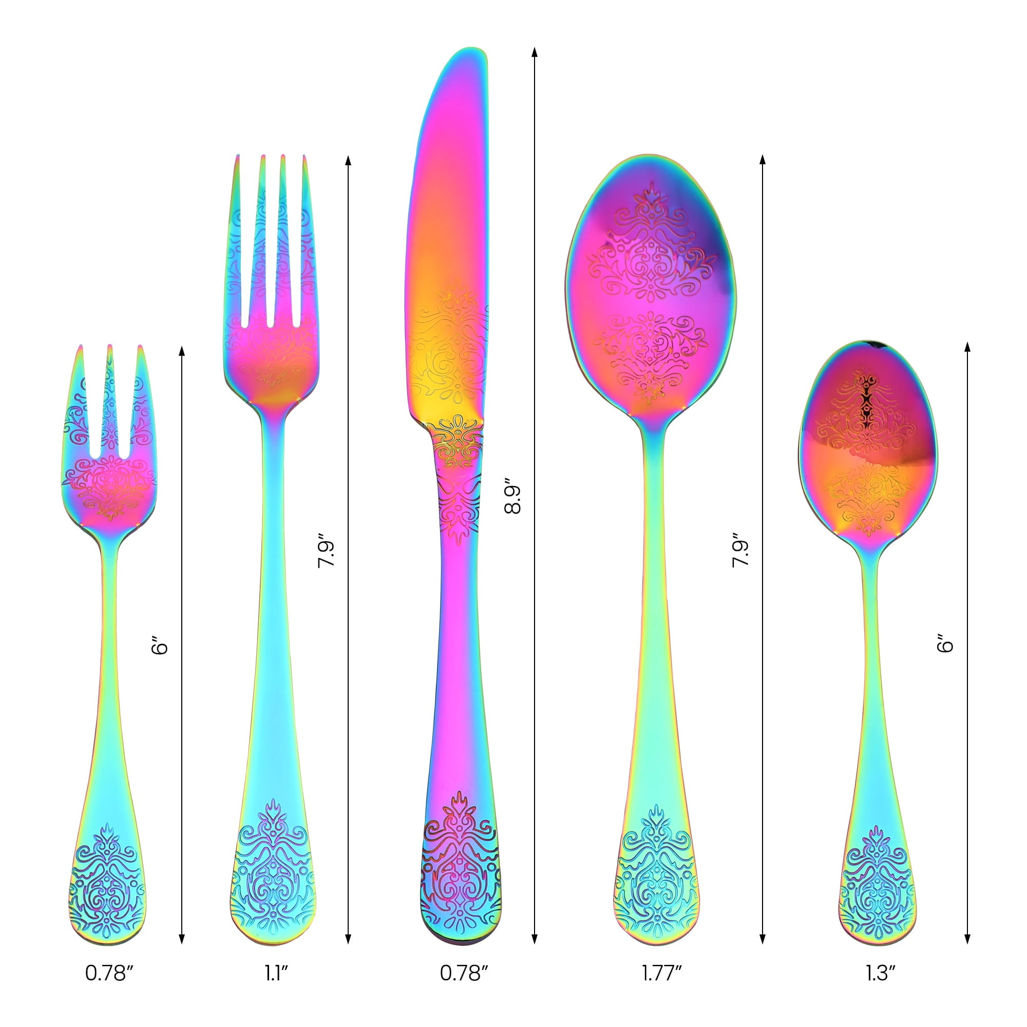 Unique Bargains 20 Pieces Stainless Steel Flatware Set for 4 Colorful